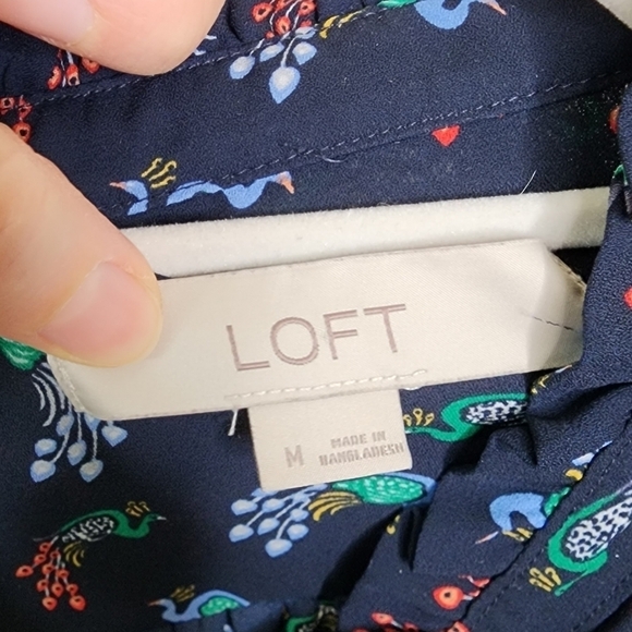 Loft Peacock Utility Ruffle Button Down Blouse M - Picture 9 of 9